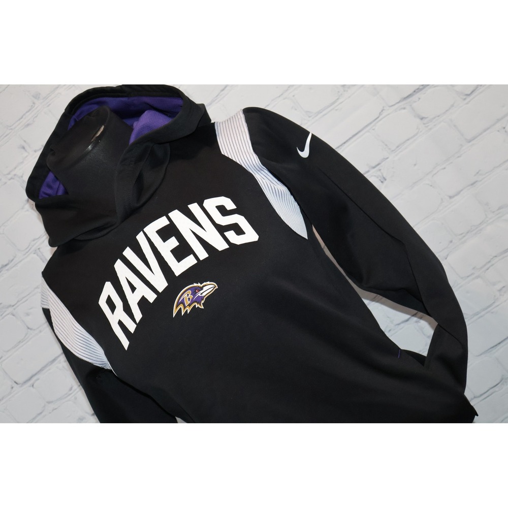 Nike Baltimore Ravens Hoodie Girls Large 14/16 Black Therma-Fit NFL Football